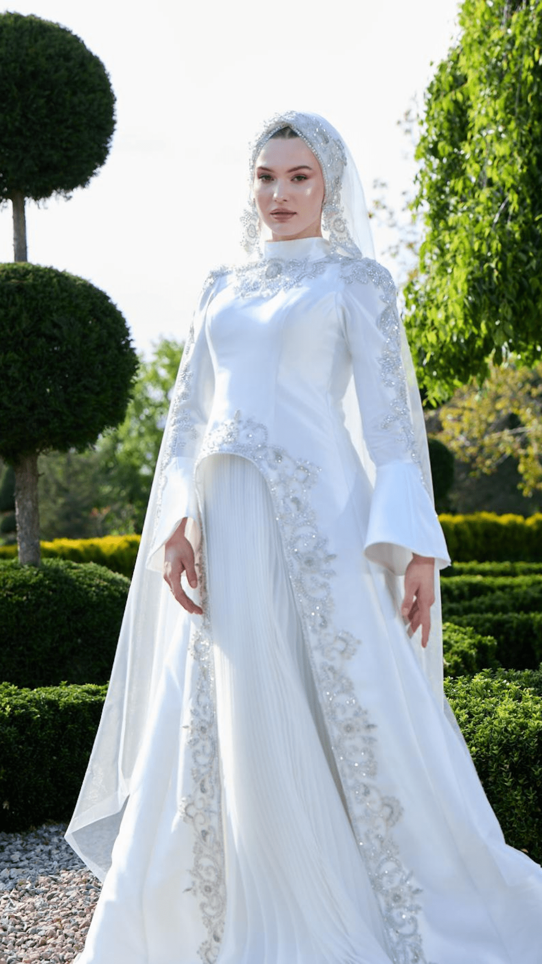 İncili Kaftan Kesim Tesettür Gelinlik